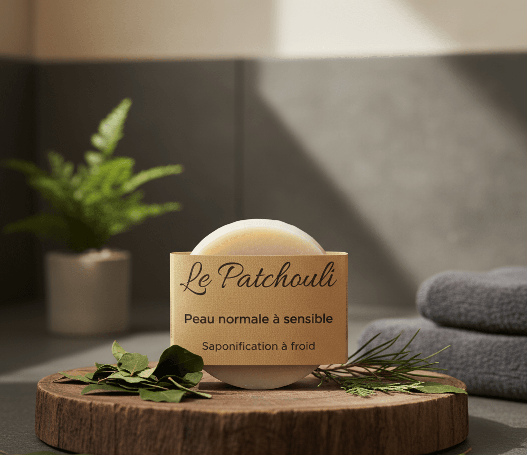 Savon naturel Le Patchouli, saponifié à froid pour peau normale à sensible