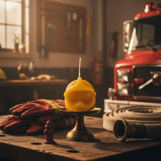 Bougie en forme de casque de pompier