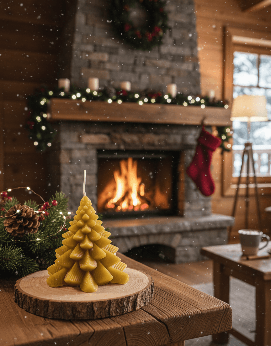 Grande bougie en sapin