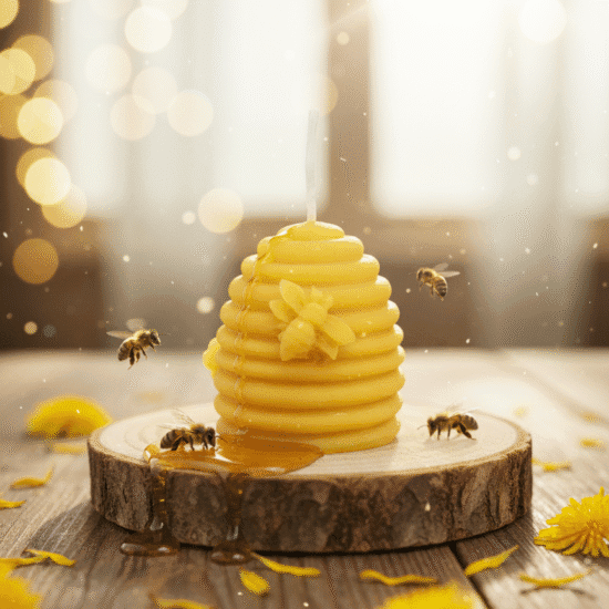 Bougie en forme de ruche à abeille